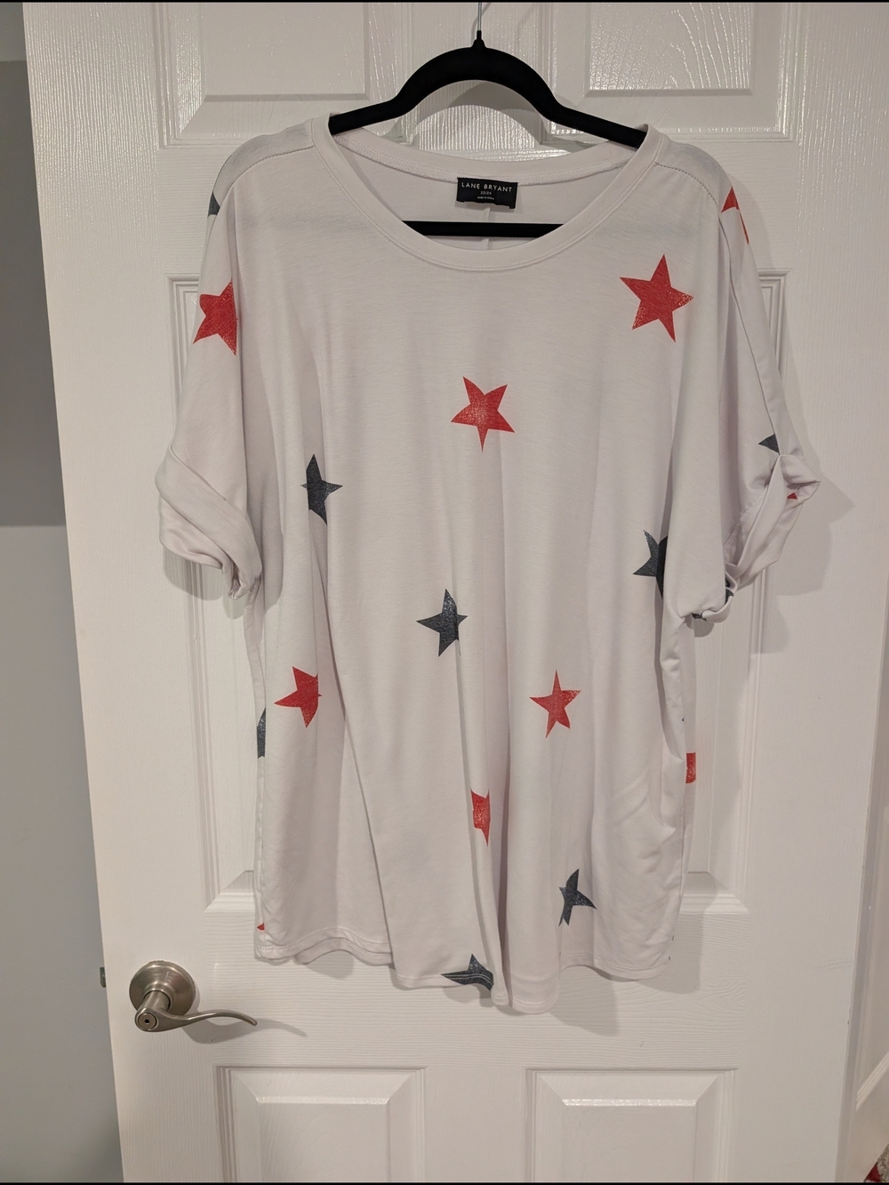 Lane Bryant White Classic Americana Stars Graphic Tee in Size 22/24 (3X)